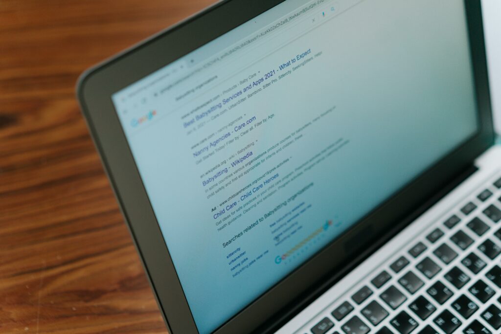 a laptop with a website on the screen