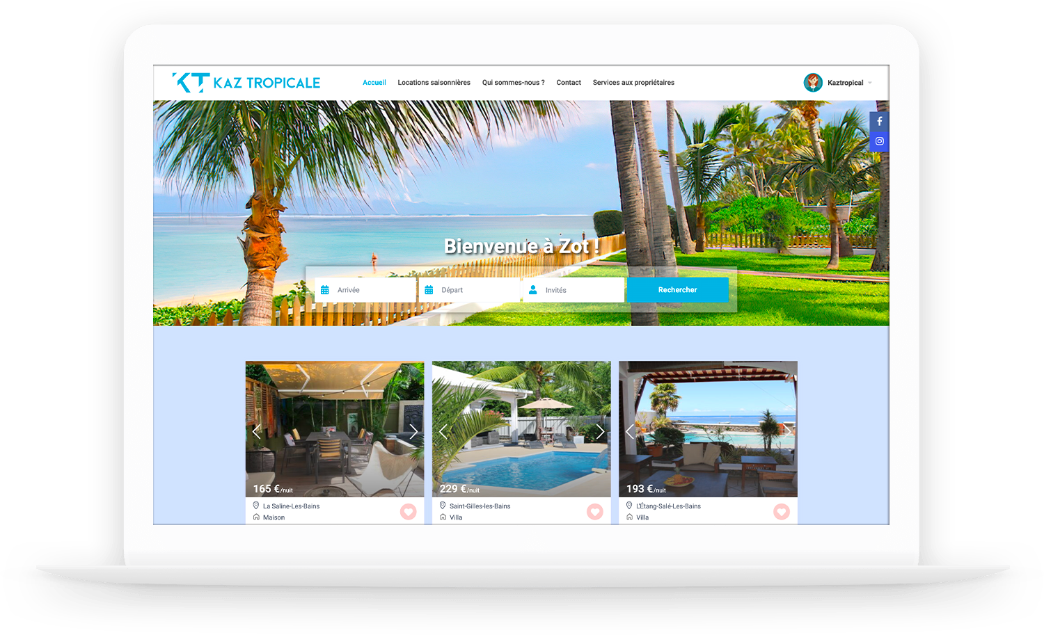 création de site internet agence de location de vacance- westhouse immobilier