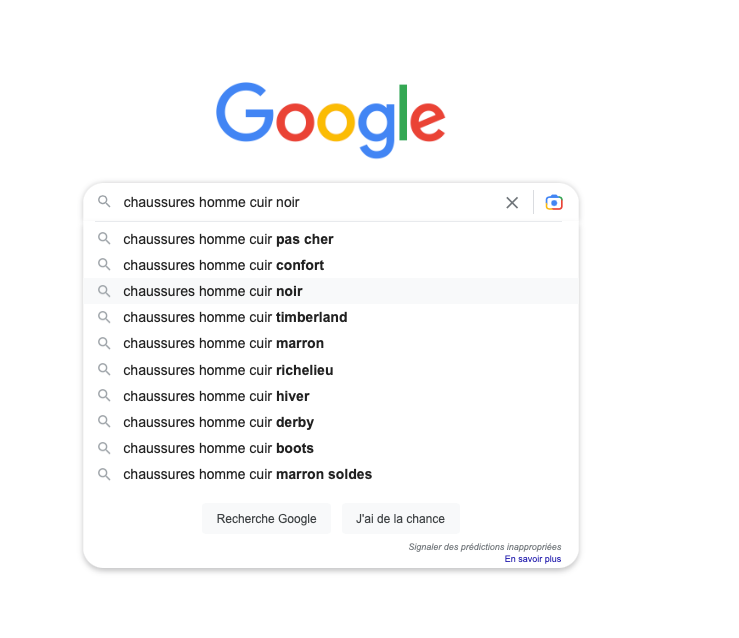 exemple mots-clés de longue traine sur google