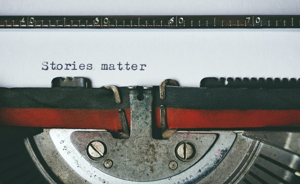 a typewriter with a piece of paper