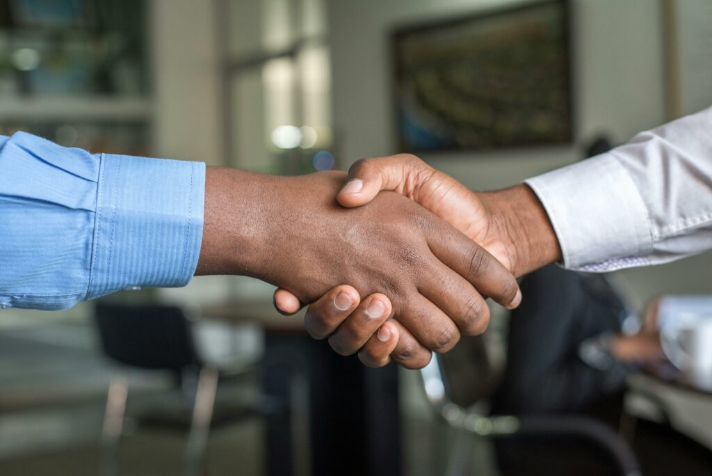 a close-up of a handshake