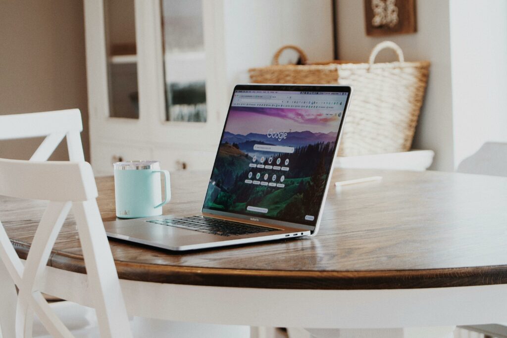 a laptop on a table