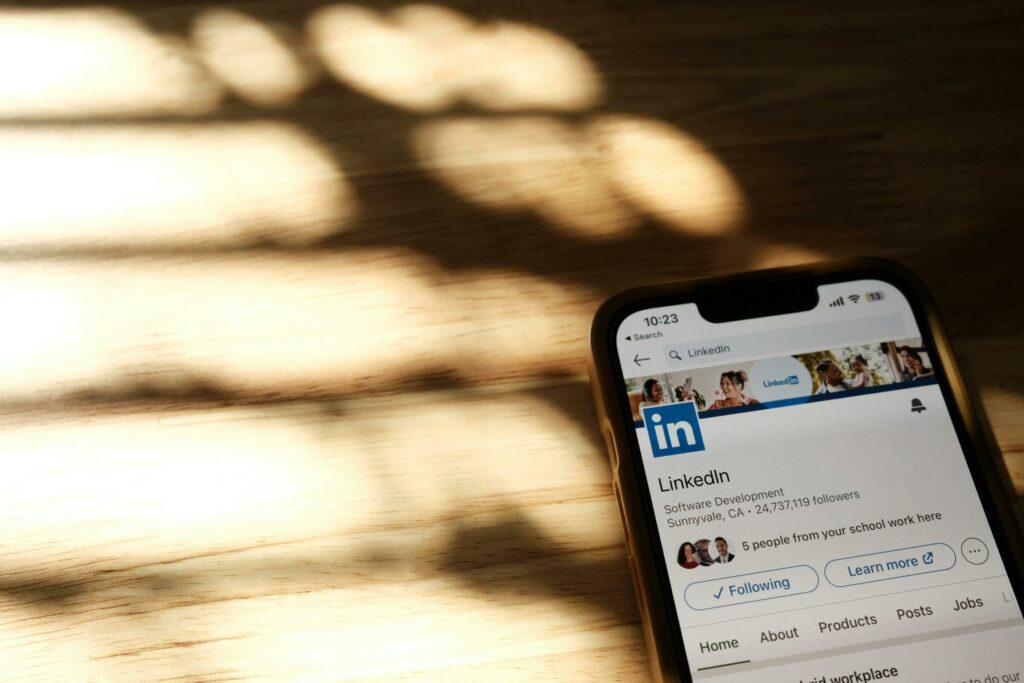 a phone with a social media application on the screen